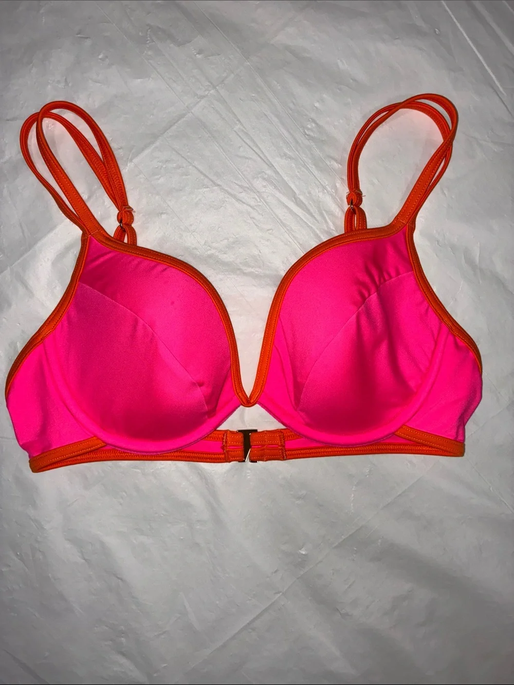 kate spade Neon Pink Bikini top with Orange Trim